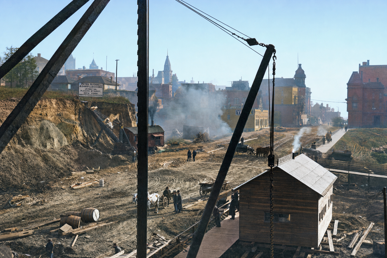 Fourth Avenue Regrade with Providence Hospital in background, c. 1906