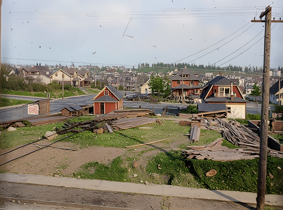 House construction site, probably Latona, c. 1905
