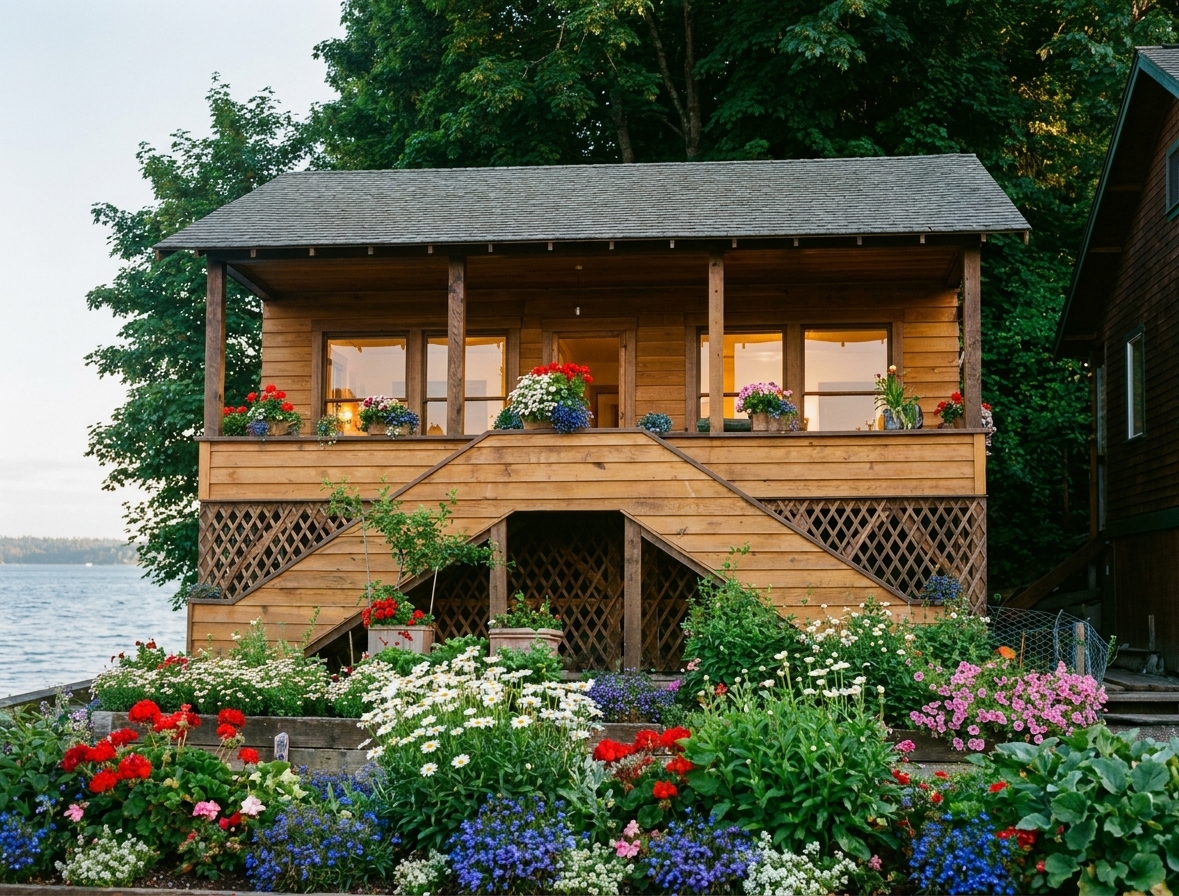 Schanno cottage and garden, Alki Point, c. 1910