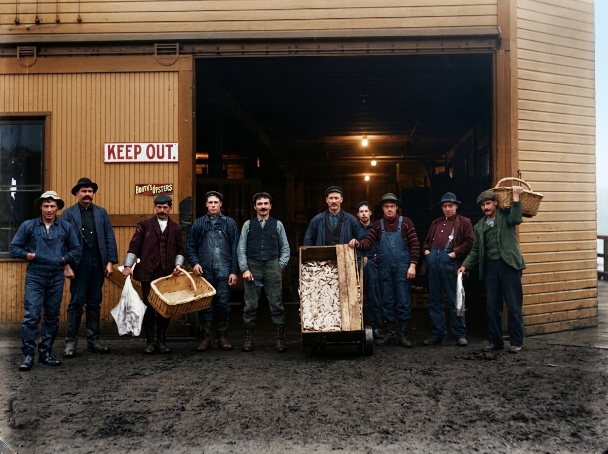 Workers at Booth's Oysters, Seattle, c. 1910