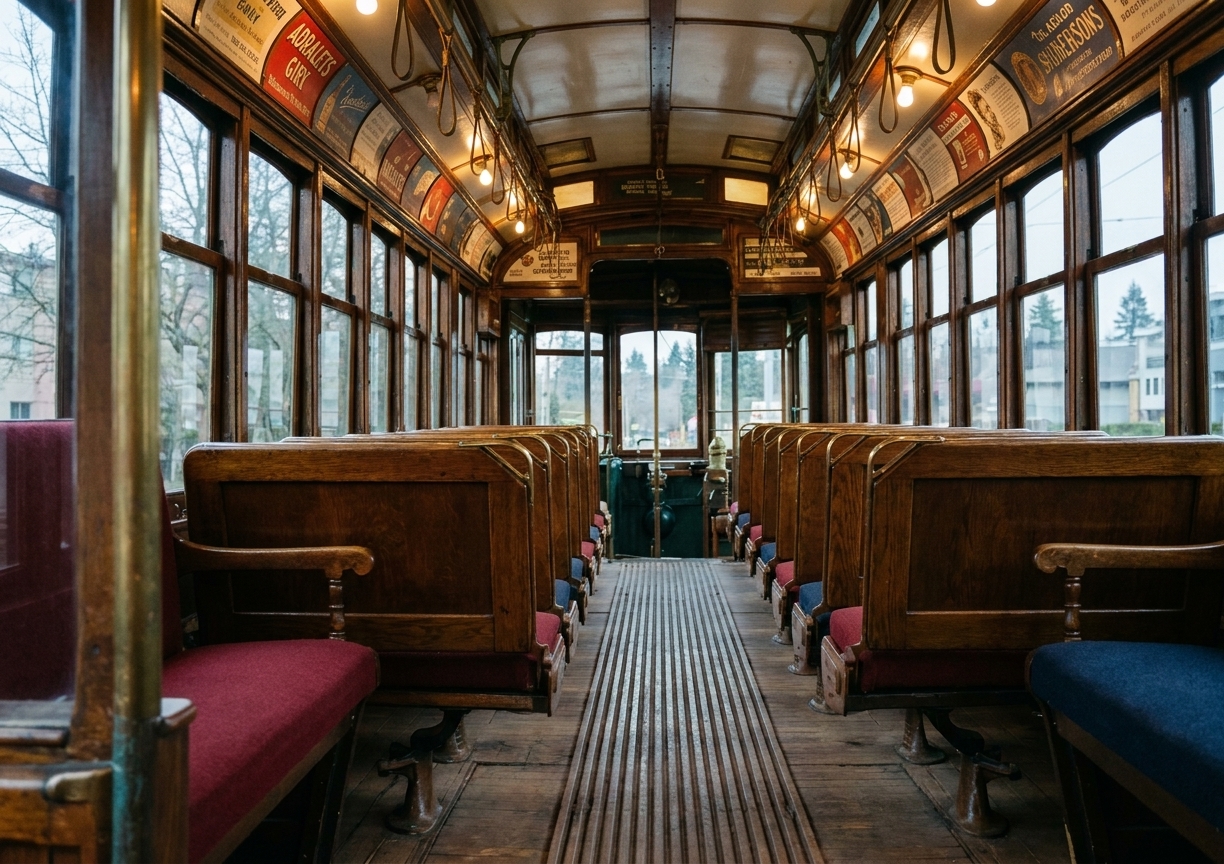 Interior of Seattle Municipal Railway streetcar No. 500, c. 1920s
