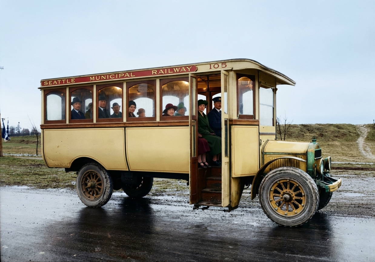 Seattle Municipal Railway bus #105, Beacon Hill, 1922
