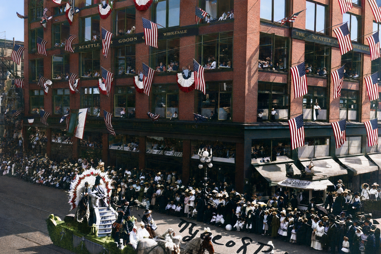Tyee of Potlatch parade float, 1912