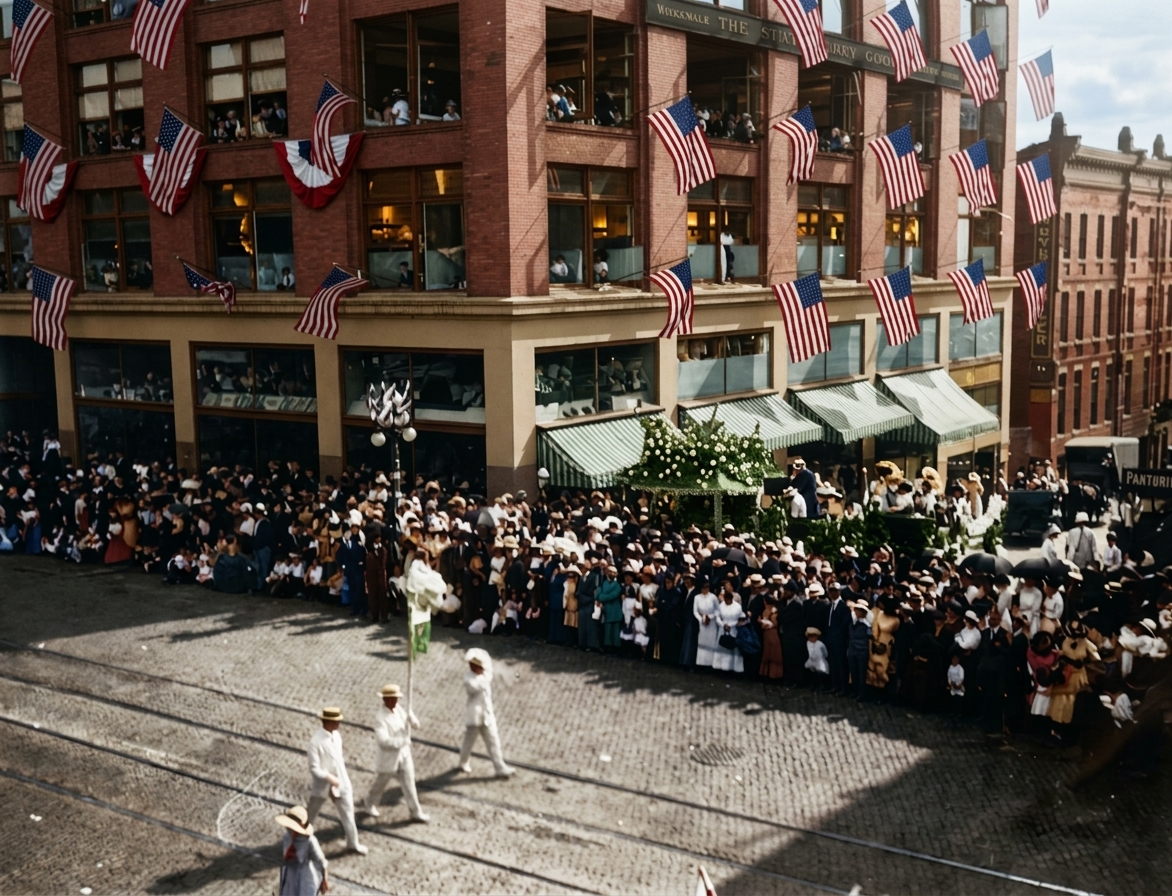 Portland Rosarians at the Golden Potlatch parade, 1912