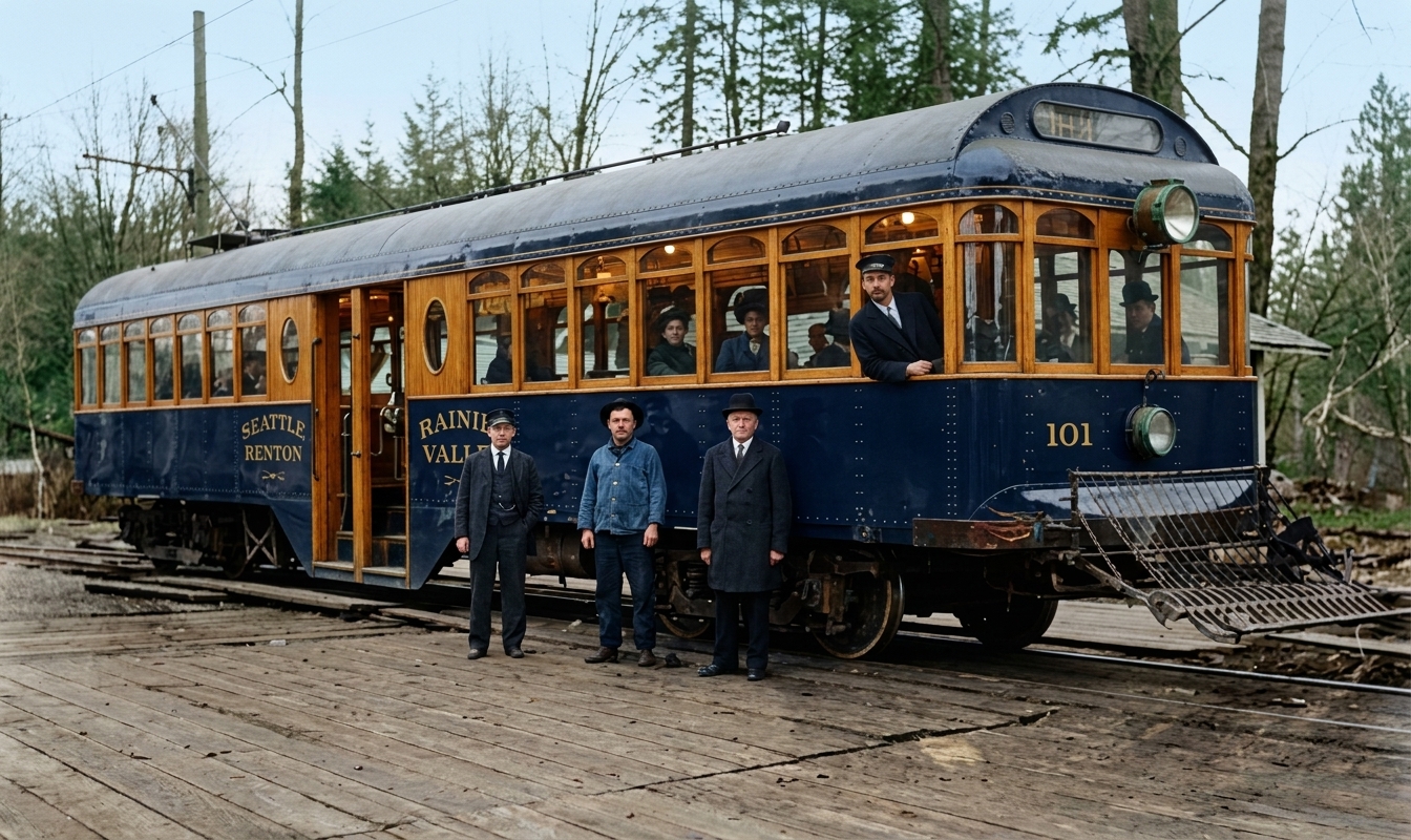 Seattle, Renton & Southern interurban car No. 101, Rainier Valley, c. 1907