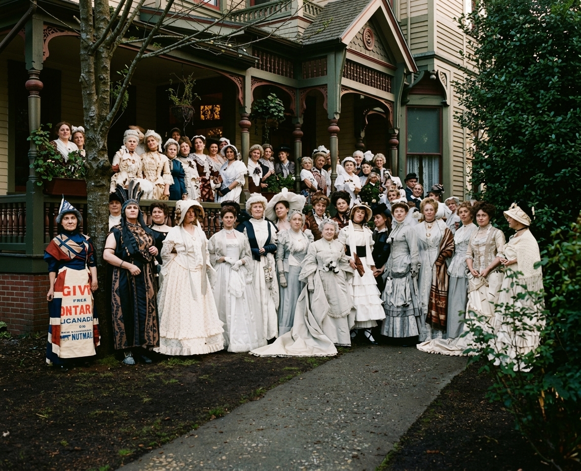 Founders' Day Ball guests in historical costume, c. 1911