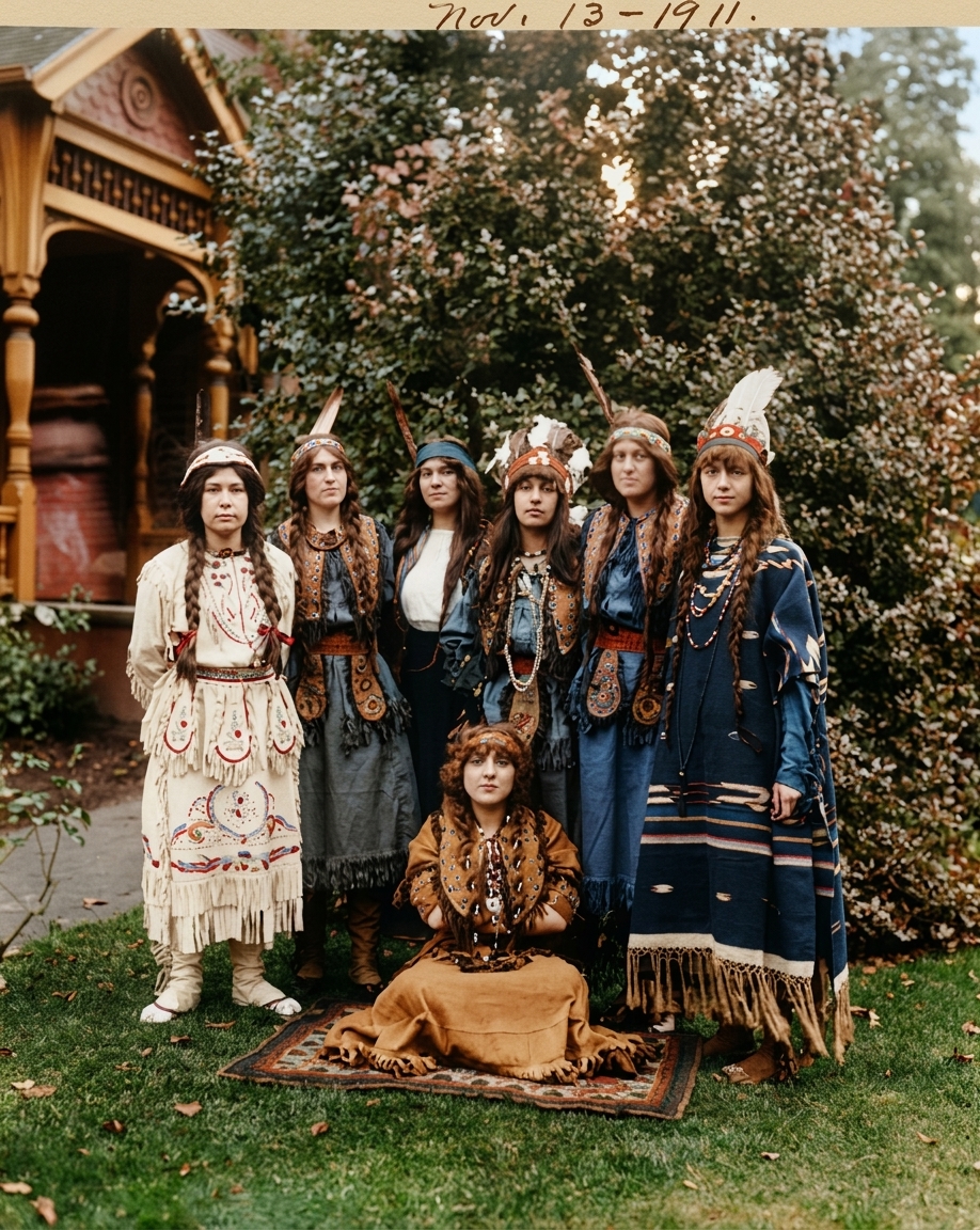 Founders' Day Ball costumed group, First Hill, 1911