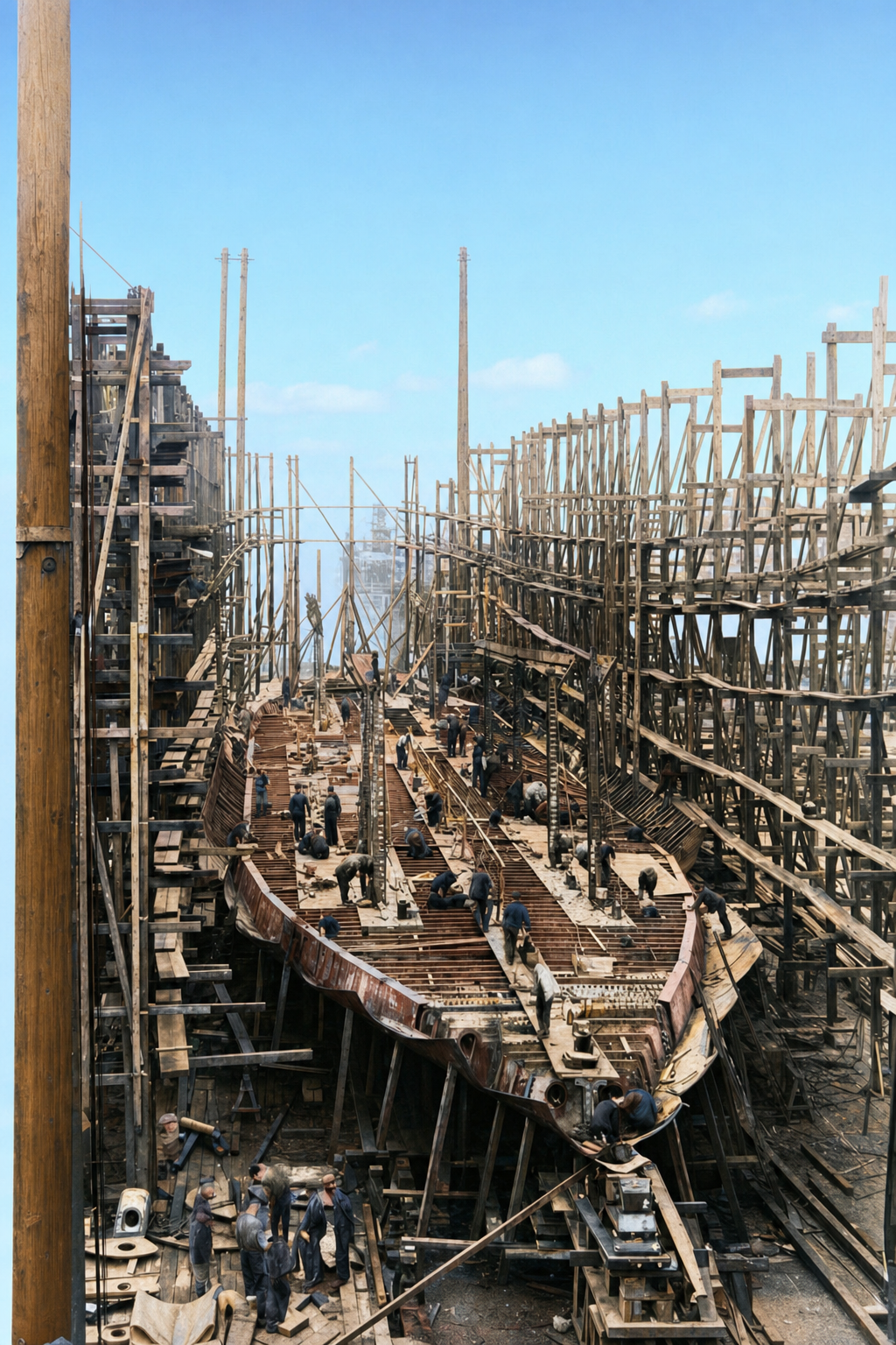 SS West Elcasco under construction, Skinner & Eddy Shipyard, 1918