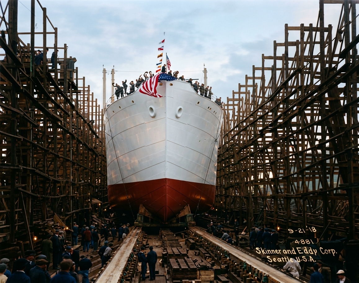 Launch of the SS West Elcasco at Skinner & Eddy shipyard, 1918