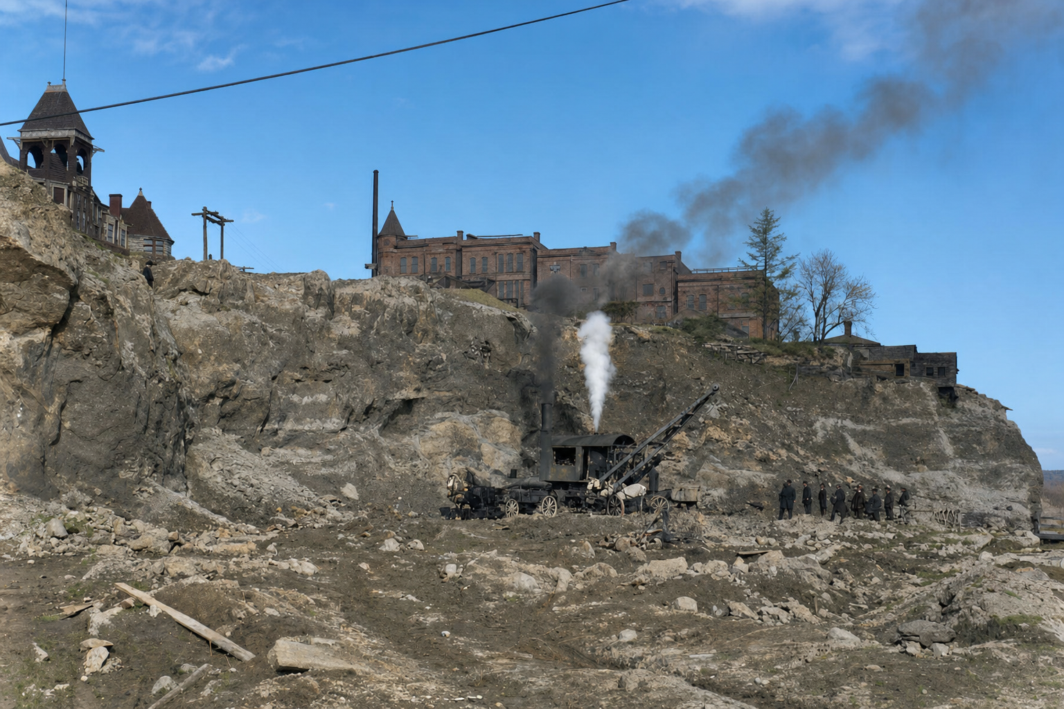 Denny Hill regrade work with steam shovel, c. 1907