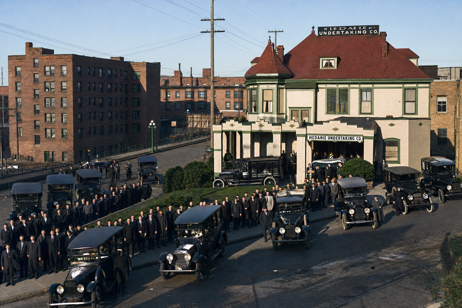 Home Undertaking Co. funeral procession, 9th & Union, c. 1915