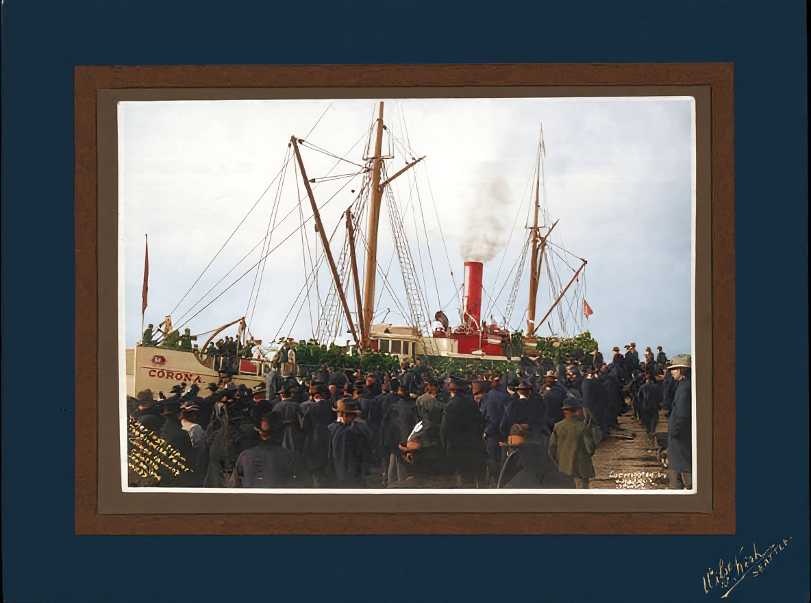 Steamship Corona departing Seattle for the Klondike, January 20, 1898