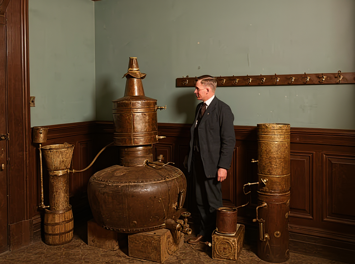 Confiscated still in the Federal Building, c. 1921