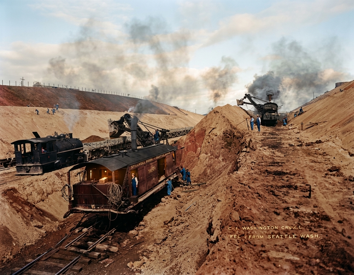 Lake Washington Canal excavation by Stillwell Brothers, 1913