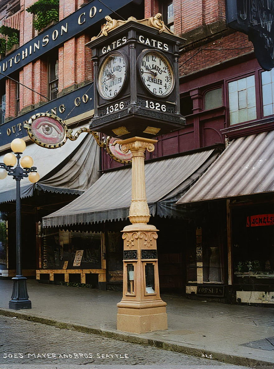 B.L. Gates Jewelers street clock at 1326 Second Avenue, c. 1913