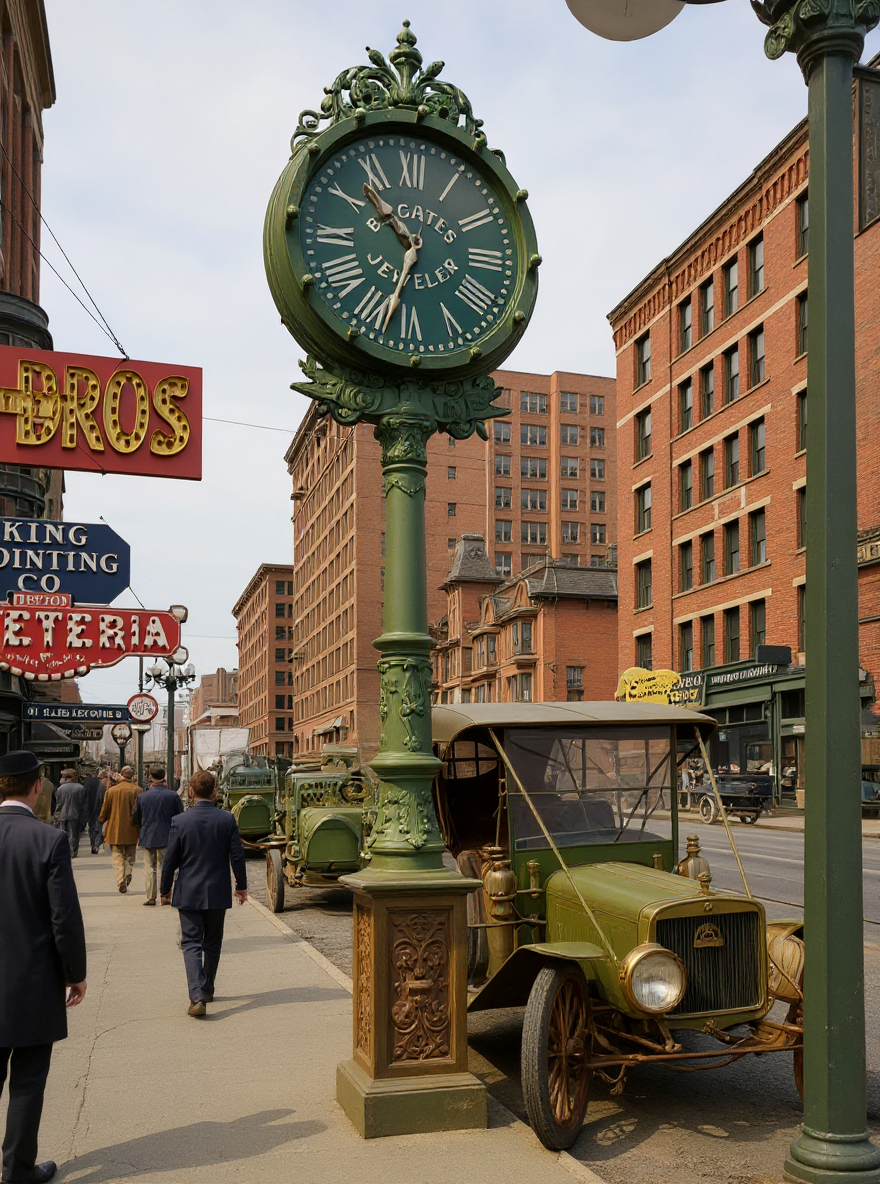 B.L. Gates Jeweler street clock on Second Avenue, c. 1915