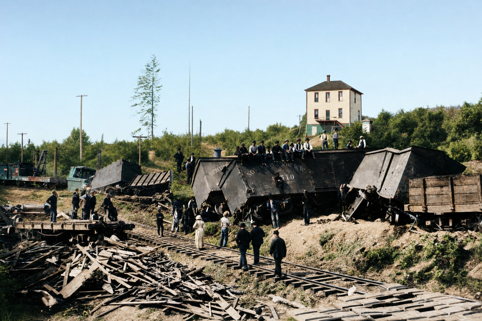 Seattle, Lake Shore and Eastern train wreck near Latona, 1894