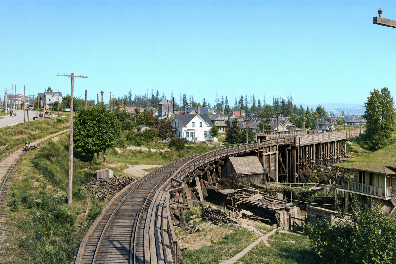 Cascade Coal Co. trestle and bunkers at Latona, c. 1905
