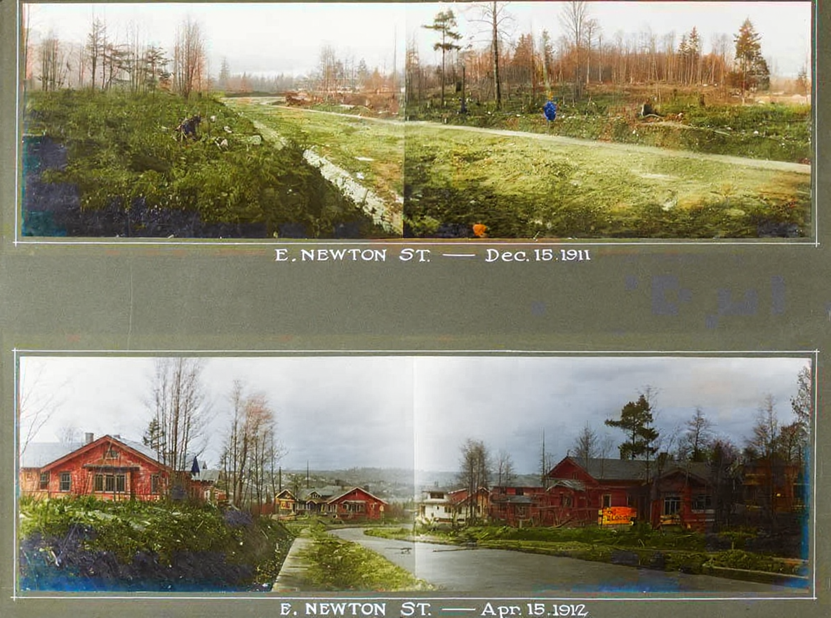 E. Newton Street development, before and after, 1911-1912