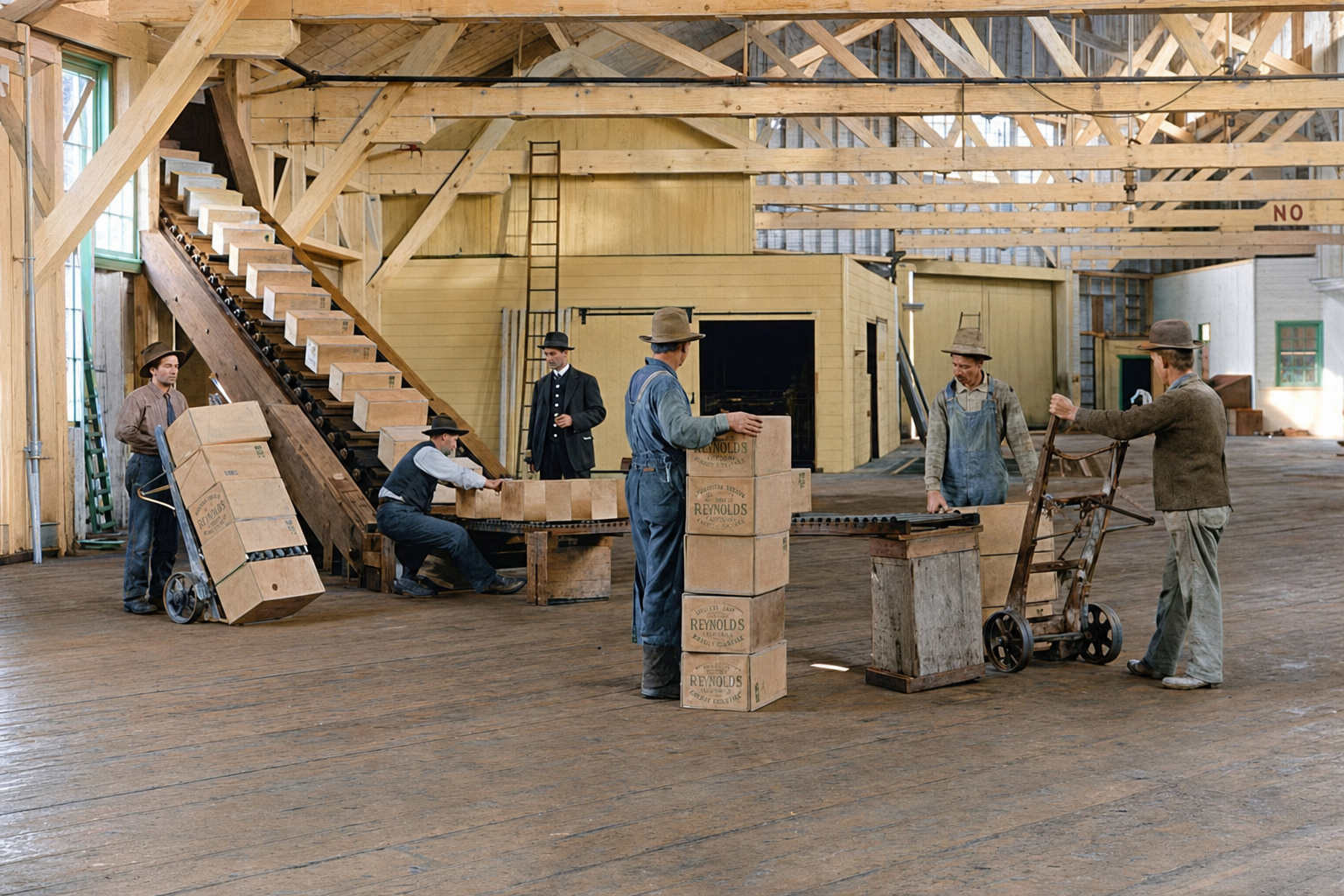 Loading canned salmon crates, Virginia Street Dock, c. 1911