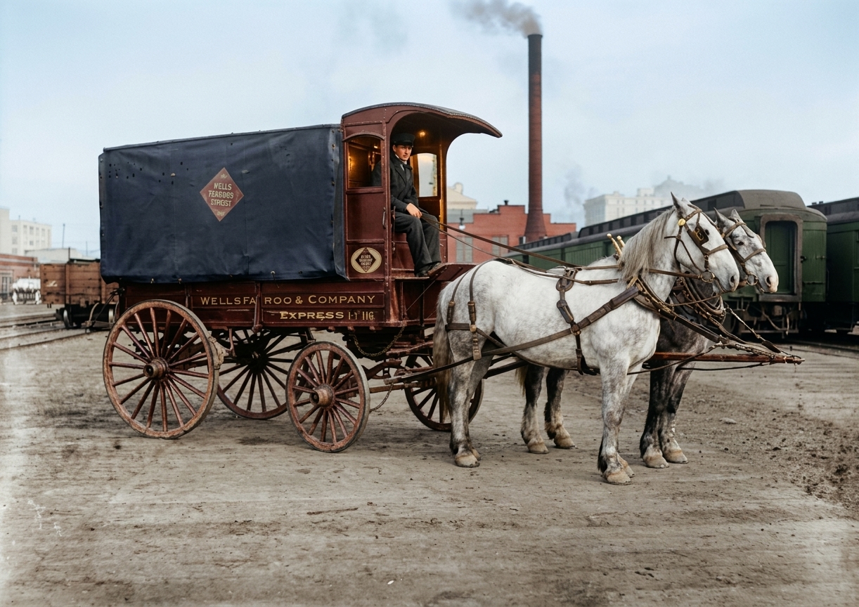 Wells Fargo & Company Express wagon at King Street Station, c. 1910