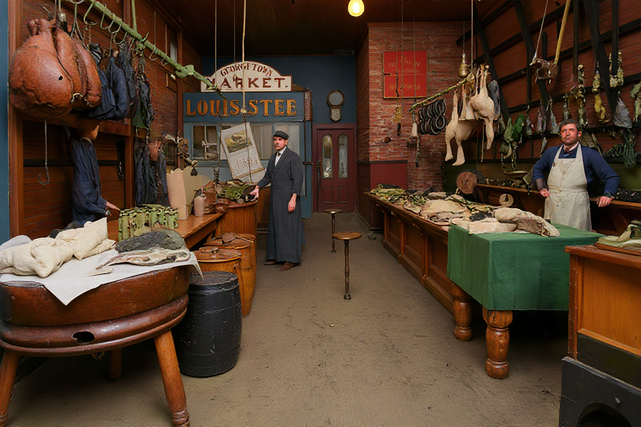 Interior of Louis Steen's Georgetown Market, c. 1911