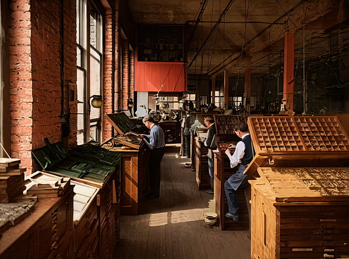 Composing Room, Lowman & Hanford Printing Company, c. 1905