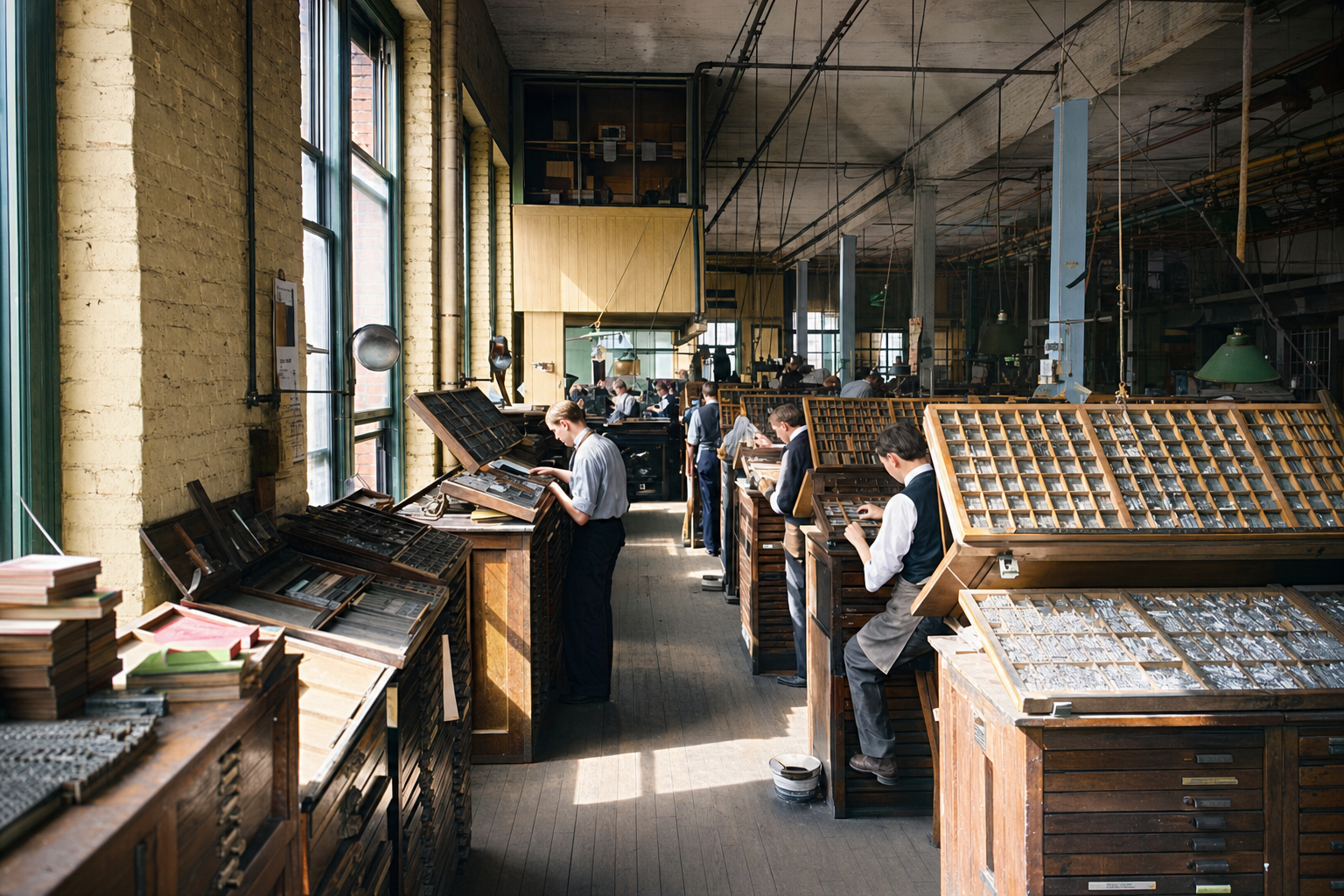 Composing Room, Lowman & Hanford Printing Company, c. 1905