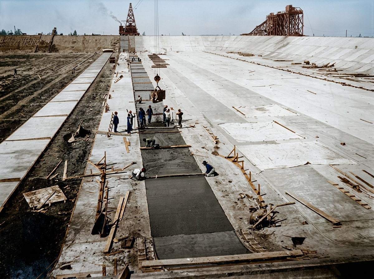 Construction of Beacon Hill Reservoir, c. 1910