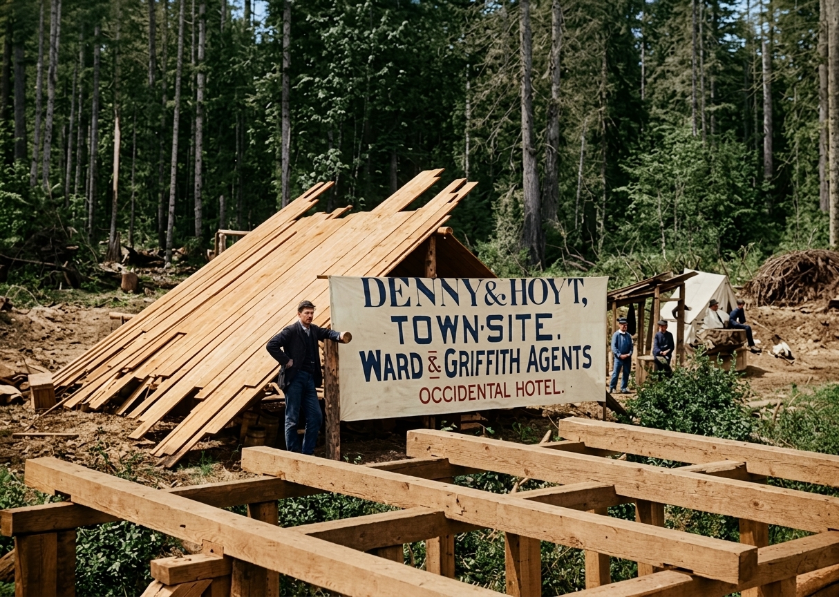 Denny & Hoyt town site sign, Fremont, c. 1888