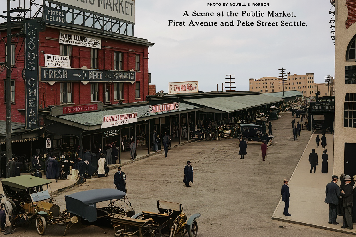 Pike Place Public Market, First Avenue and Pike Street, c. 1912