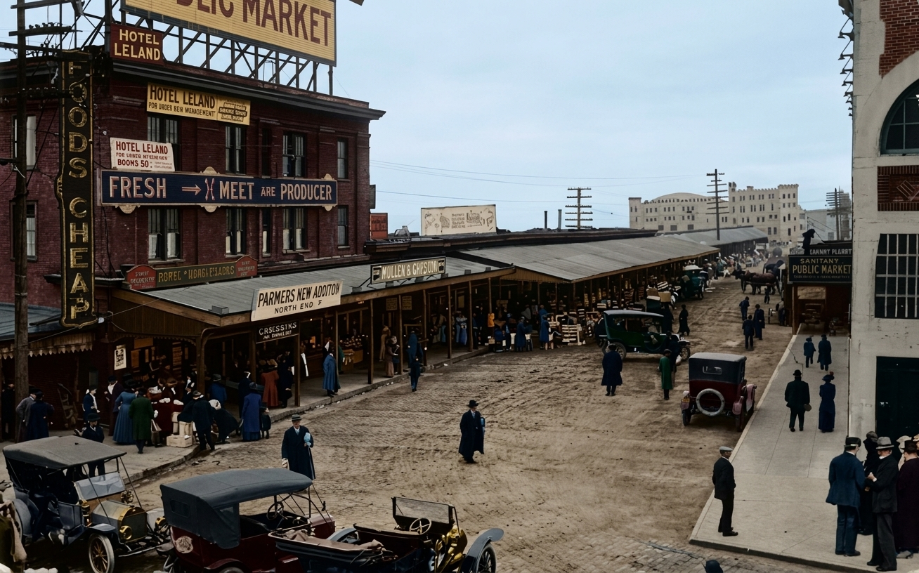 Pike Place Public Market, First Avenue and Pike Street, c. 1912