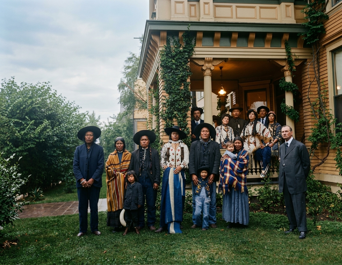 Native American visitors at the Burke residence, AYP Exposition, 1909