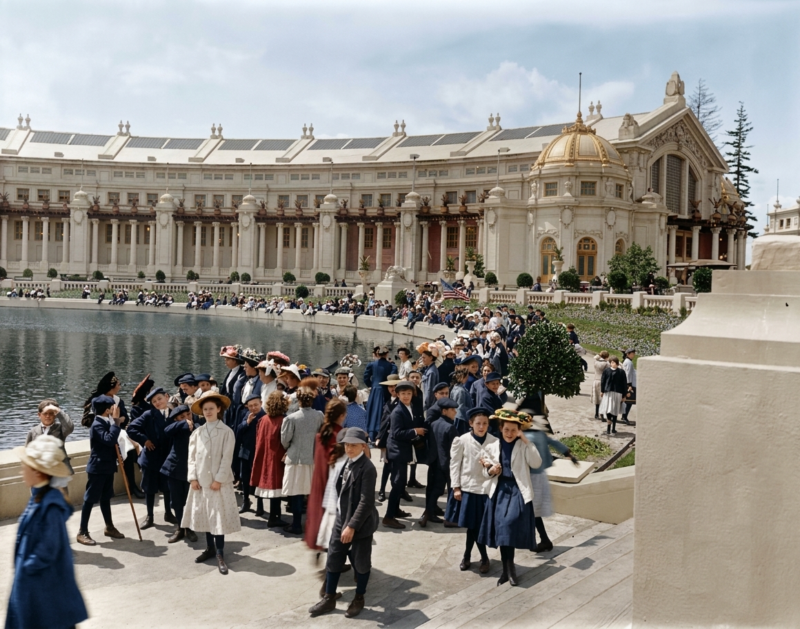 Children at Geyser Basin, Alaska-Yukon-Pacific Exposition, 1909
