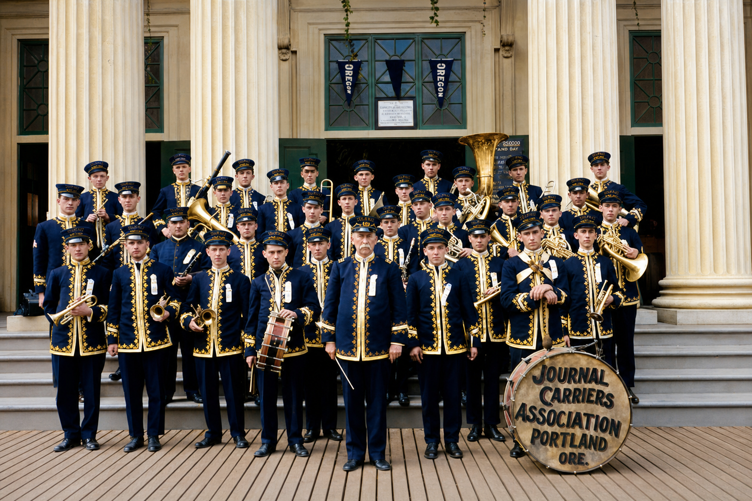 Journal Carriers Association Band on Portland Day, A-Y-P Exposition, 1909
