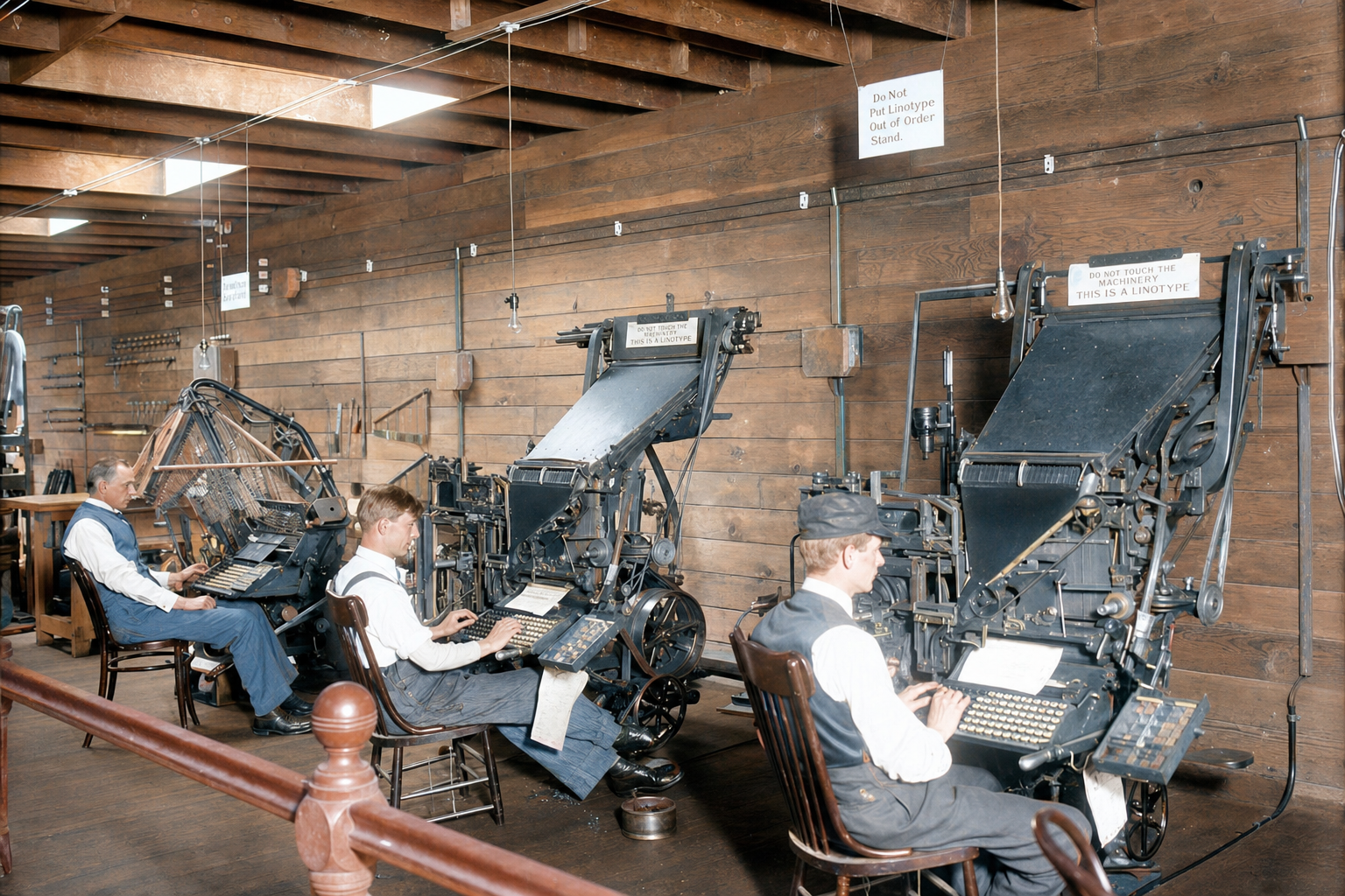 A.Y.P. Daily News typesetting room, Alaska-Yukon-Pacific Exposition, 1909