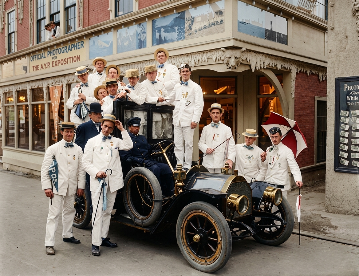 Elks members at the AYP Exposition Official Photographer's Building, 1909