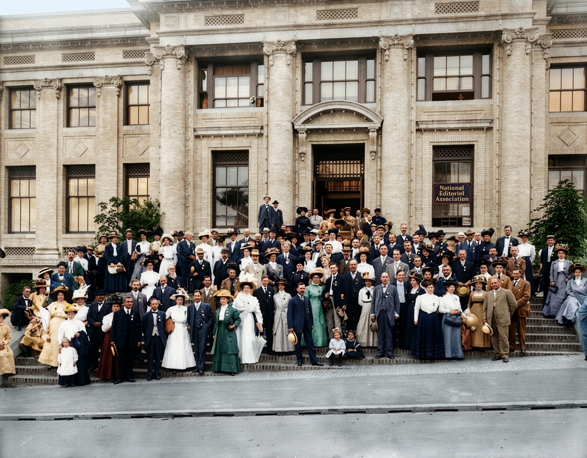 National Editorial Association group portrait at the Alaska-Yukon-Pacific Exposition, 1909