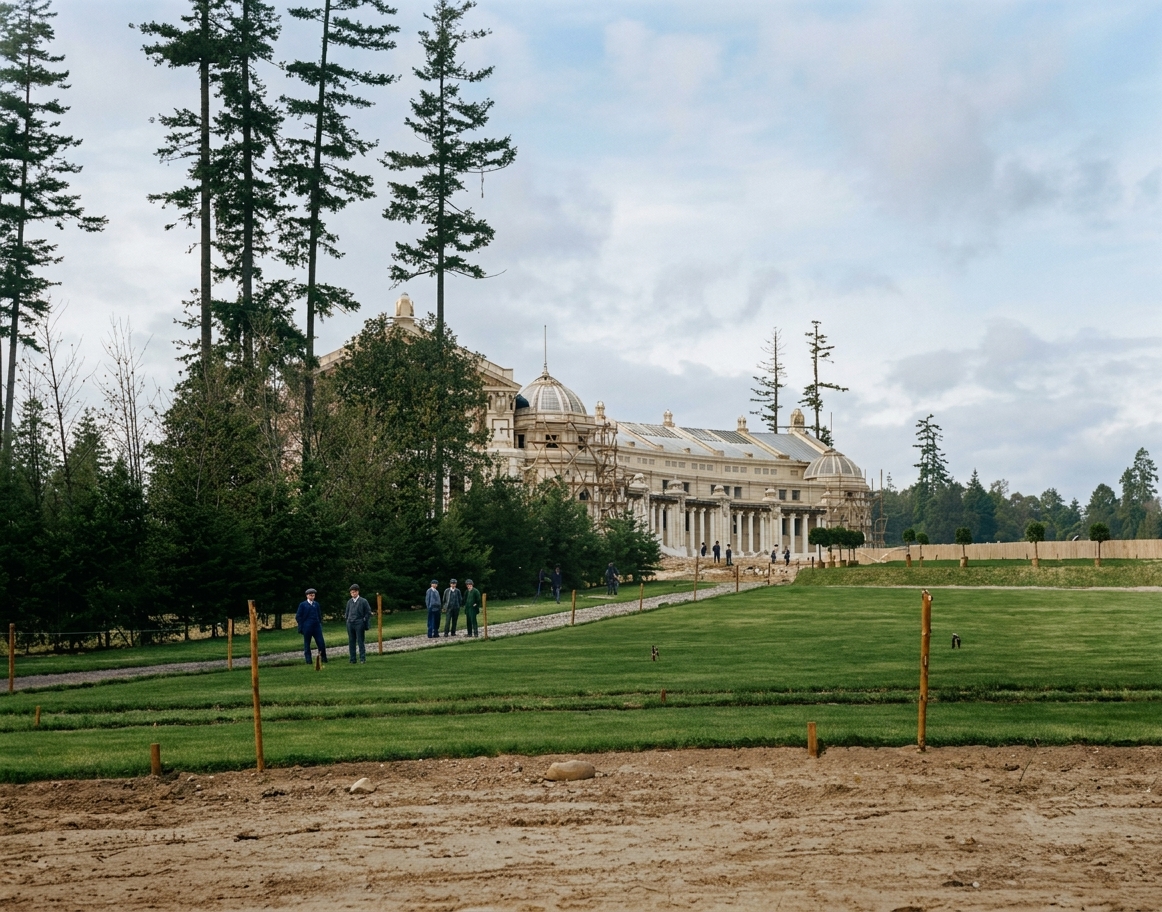Agriculture Building under construction, Alaska-Yukon-Pacific Exposition, 1909