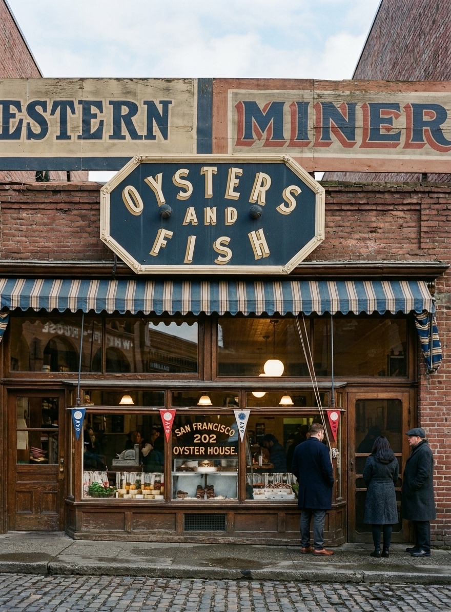 San Francisco Oyster House storefront, Yesler Way, c. 1909