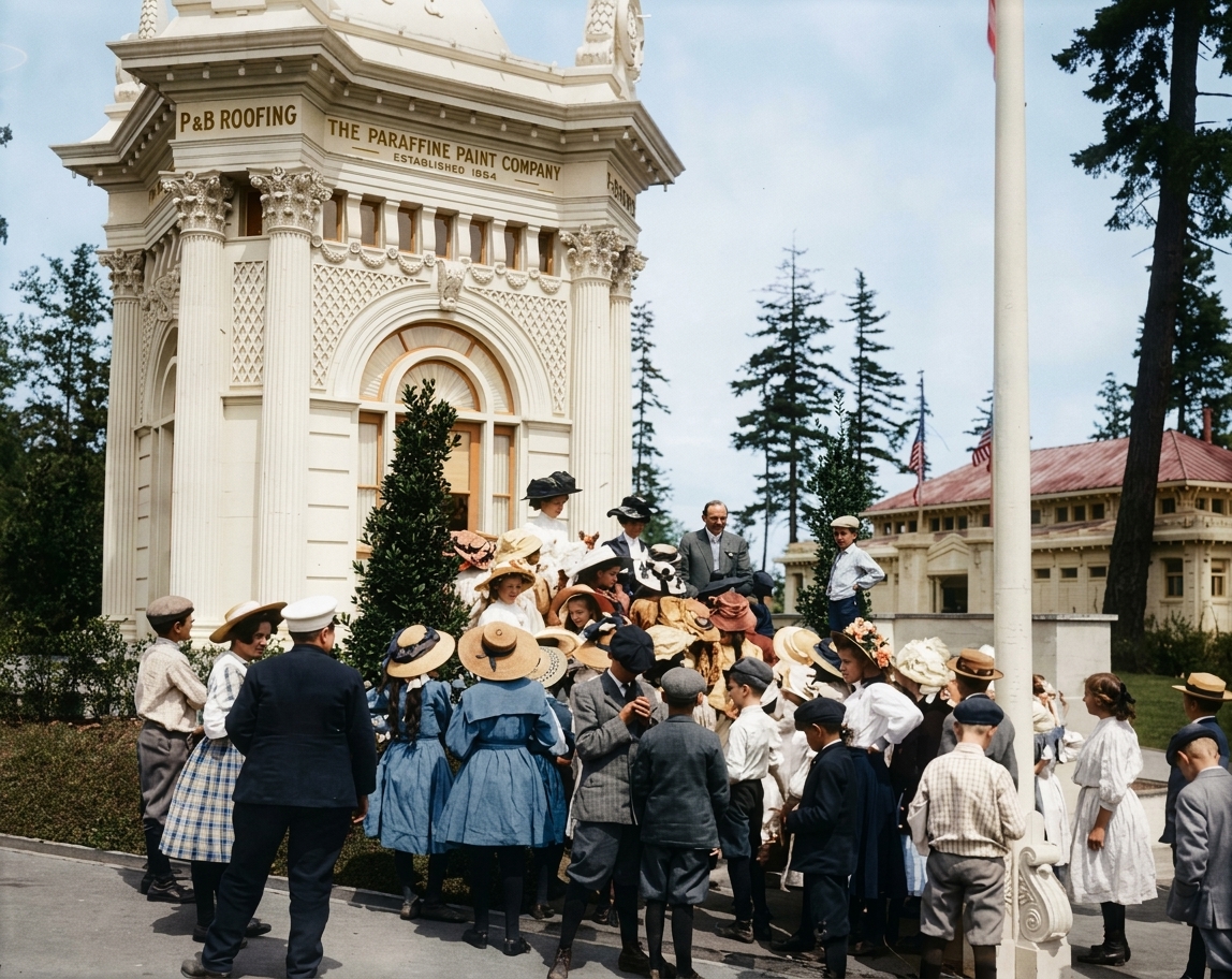 Children at the Paraffine Paint Company Pavilion, AYP Exposition, 1909