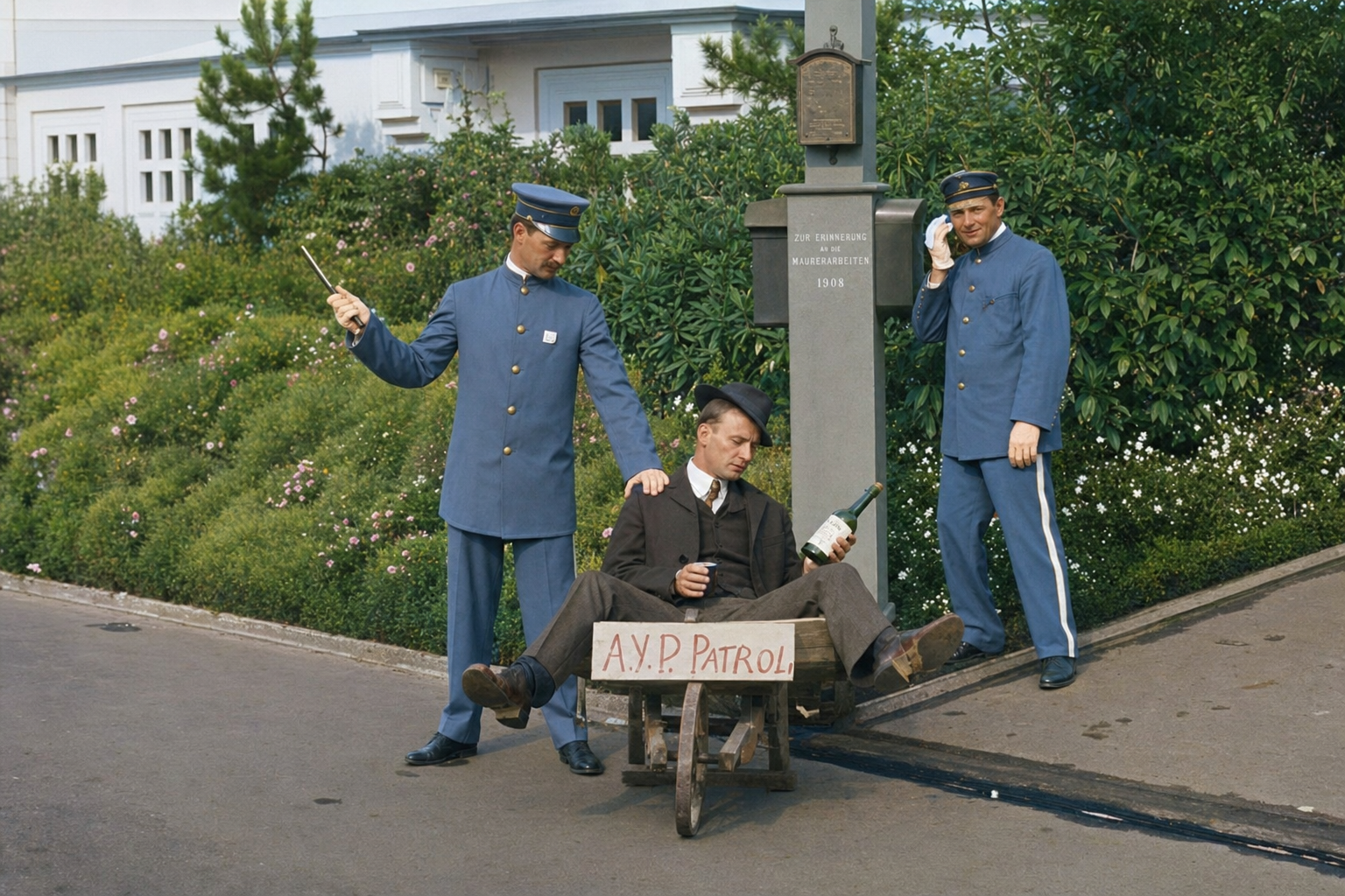 A.Y.P. Patrol staged arrest, Alaska-Yukon-Pacific Exposition, 1909