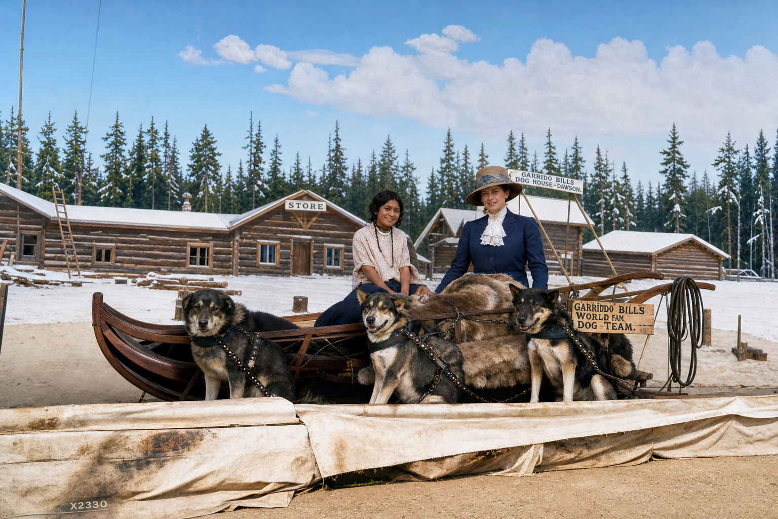 Caribou Bill's Overland Dog Team exhibit, AYP Exposition, 1909