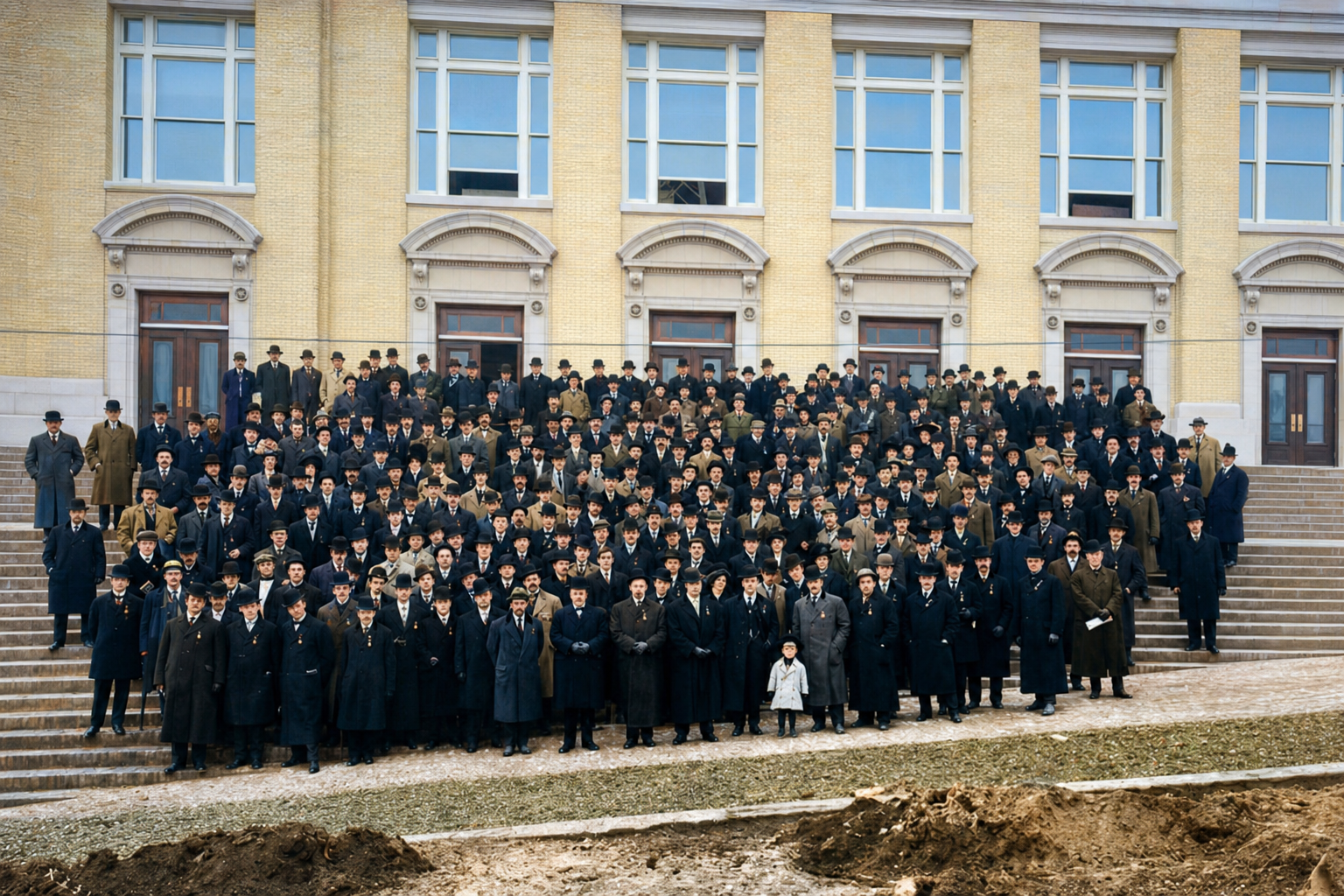 Seattle Trading Men group portrait at the Alaska-Yukon-Pacific Exposition, 1909