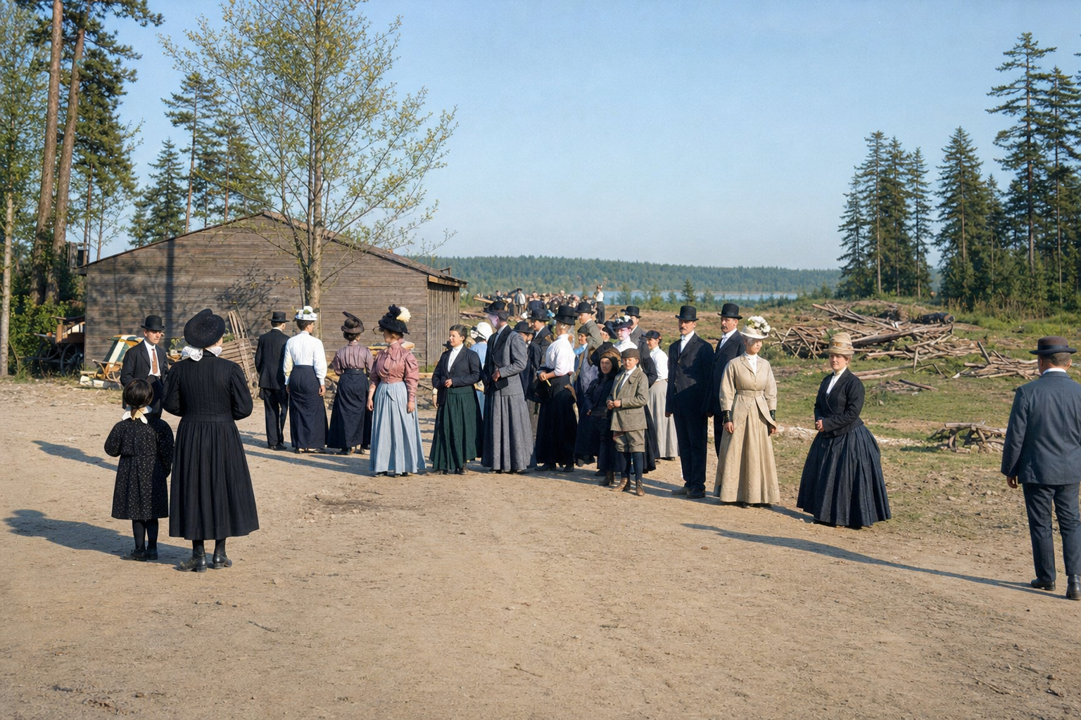 Visitors at the A.Y.P. Exposition grounds, 1908